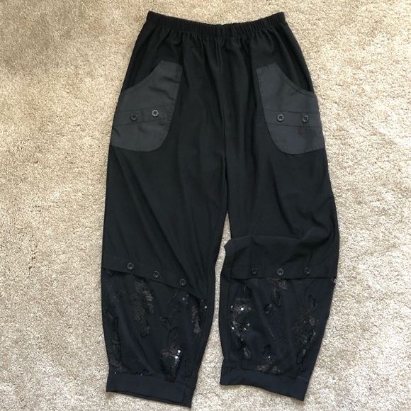 Black hobo stretch ankle pants, Large - Picture 1 of 8